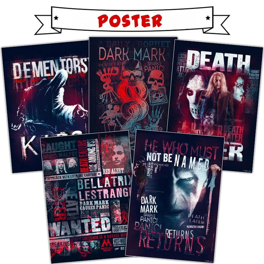 Póster Original de Harry Potter con el Sello Oscuro de la Batalla Final, Impresión Artística para Decoración de Dormitorio, Sala de Juegos, Oficina, Hogar, Regalo para Fanáticos y Coleccionistas