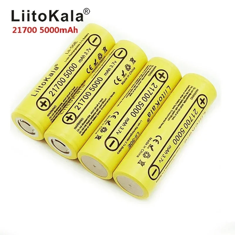 Original LiitoKala 3.7V Lii-50E 21700 5000mAh rechargeable battery , 5C discharge high-power battery, for high-power appliances