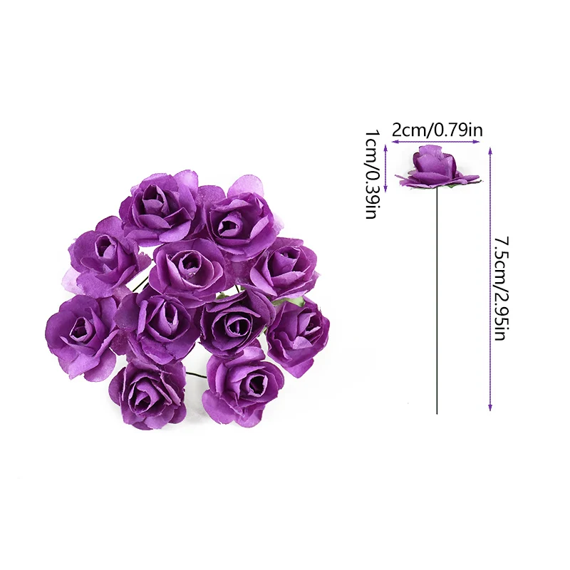 144/288 stücke 2cm Mini Papier Rose künstlichen Blumenstrauß für Hochzeit Home Decoration DIY Scrap booking Handwerk gefälschten Pflanzen Kranz – Detail 14