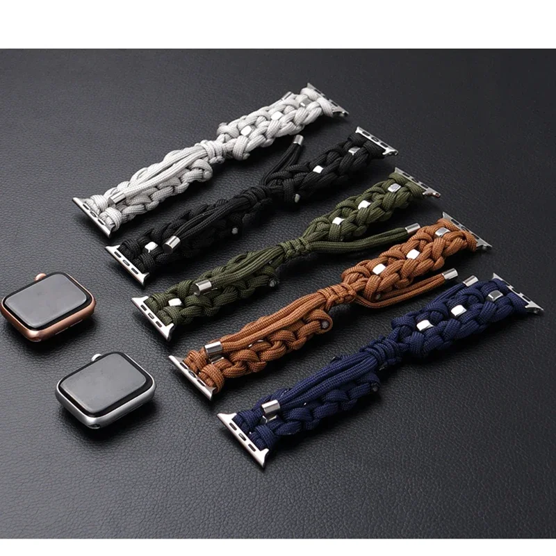 Umbrella Rope Braided Watch Band for Apple Watch S9 8 7 6 5 4 3 1 Se 2 44mm 45mm 41mm 40mm Bracelet for Ultar 2 49mm Sport Strap