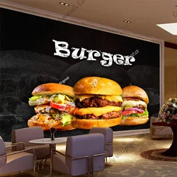 Papel Tapiz personalizado con foto de hamburguesa, Mural de decoración Industrial para restaurante, Snack Bar, Fondo de pared, Papel de Contacto