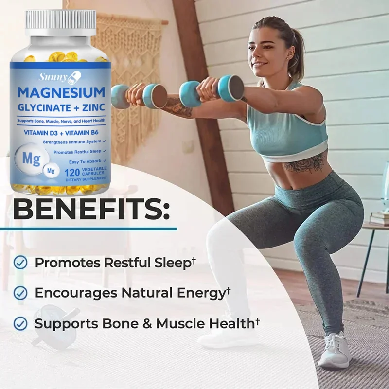 Maximum Absorption with Magnesium Glycinate, Zinc, Vitamins D3 & B6 Supplement - for Healthy Sleep, Nerve and Bone Health