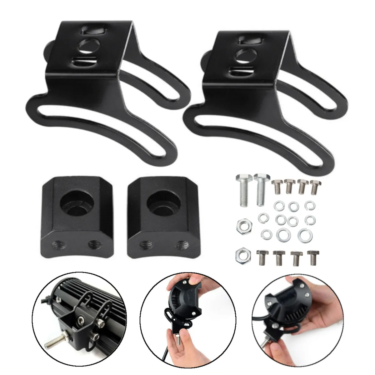 Pair Car LED Fog Light Work Light Bar Metal Slide Mounting Bracket Base Holder Light Bar Mount Bracket