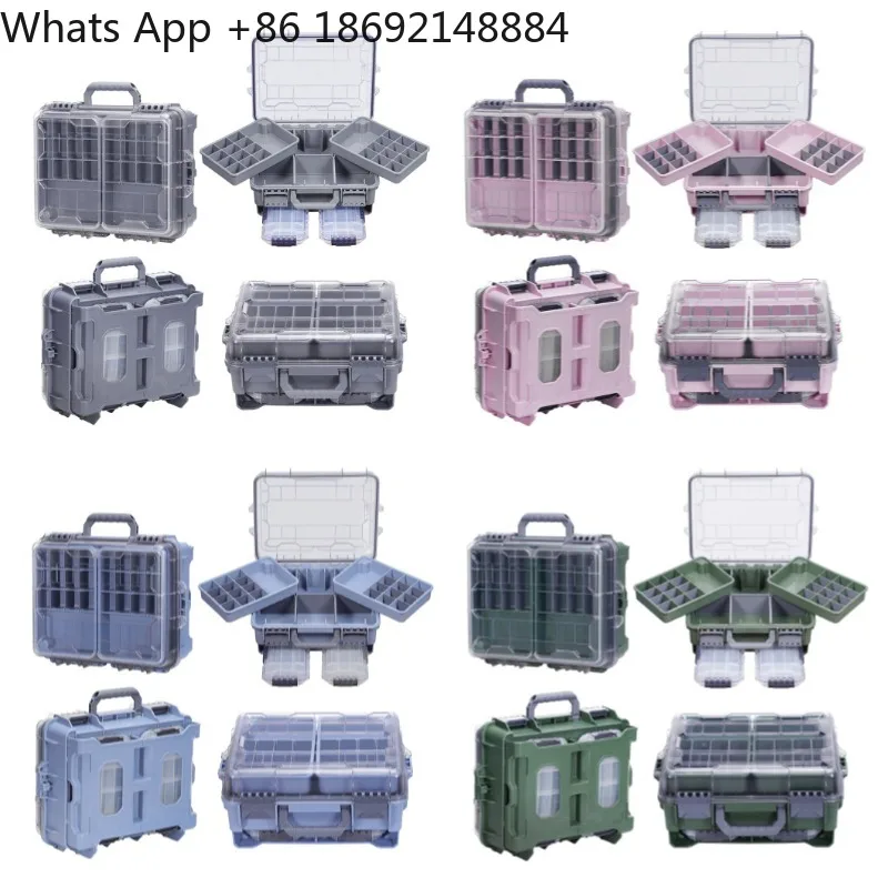 New large portable large-capacity waterproof multi-function double-layer accessory box toolbox