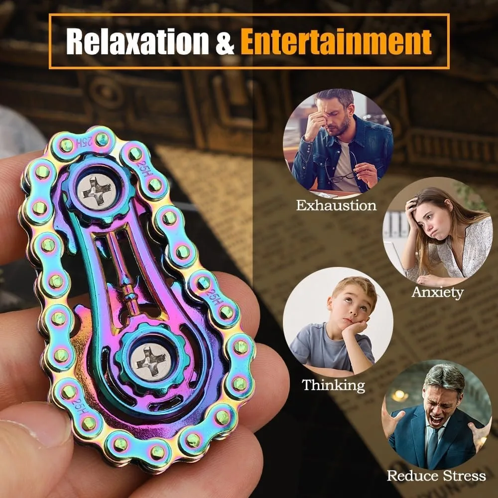 Fidget Chain,Sensory จักรยาน EDC Anti ความเครียดบรรเทาความวิตกกังวลโลหะ Fidget Finger Hand Spinner ของเล่นสําหรับเด็กผู้ใหญ่ ADHD ออทิสติก