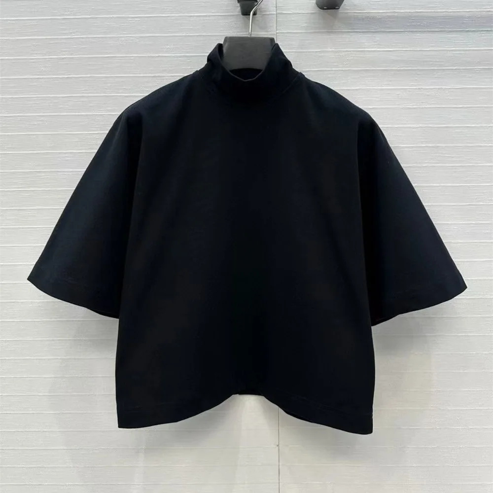 

2025 Women's Fashion T-shirt Shirt Pure Cotton Loose Turtleneck Women's Tops y2k New Fashion High Quality Versatile Pullover bra