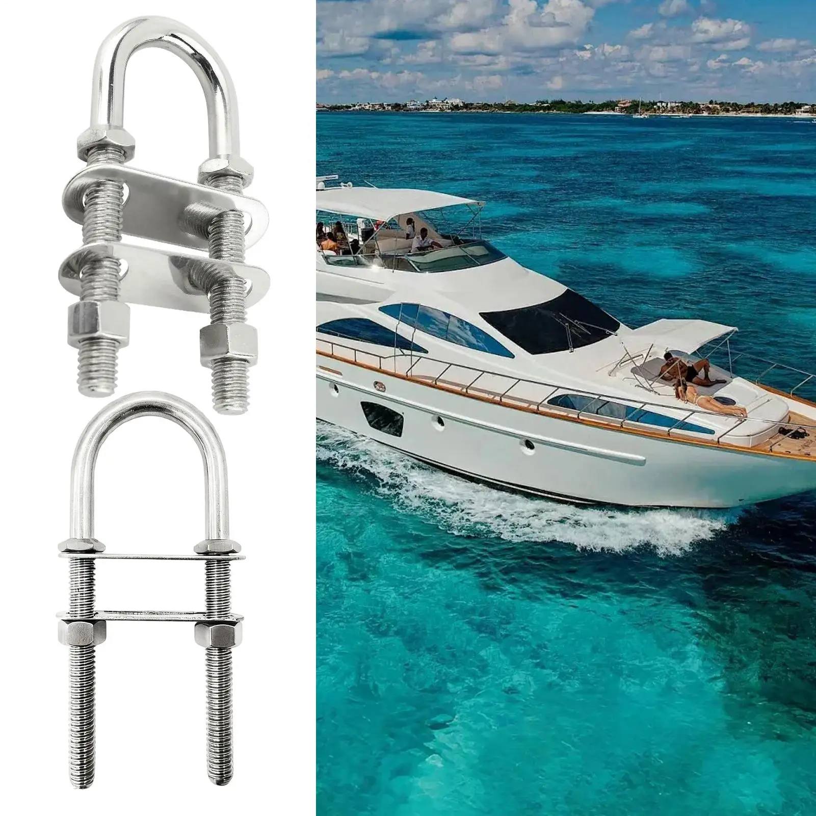 Boat U-Bolt Heavy Duty Stainless Hardware Heavy Duty U-Bolt For Marine For Yacht Anchors Deck Equipment Dock Maintenance