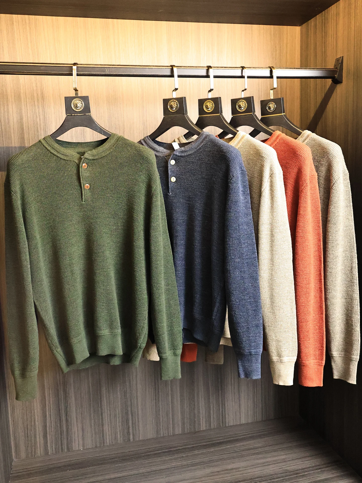American Preppy Style Men's Lazy Henry Neck Knitwear Soft Retro All-Match Autumn Winter Fashionable City Warm Pure Color Sweater