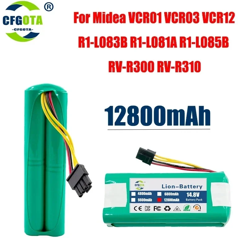 New 14.4V 12800mAh Battery Pack for Midea VCR01 VCR03 VCR12 R1-L083B R1-L081A R1-L085B for Redmond RV-R300 RV-R310 Sweeper