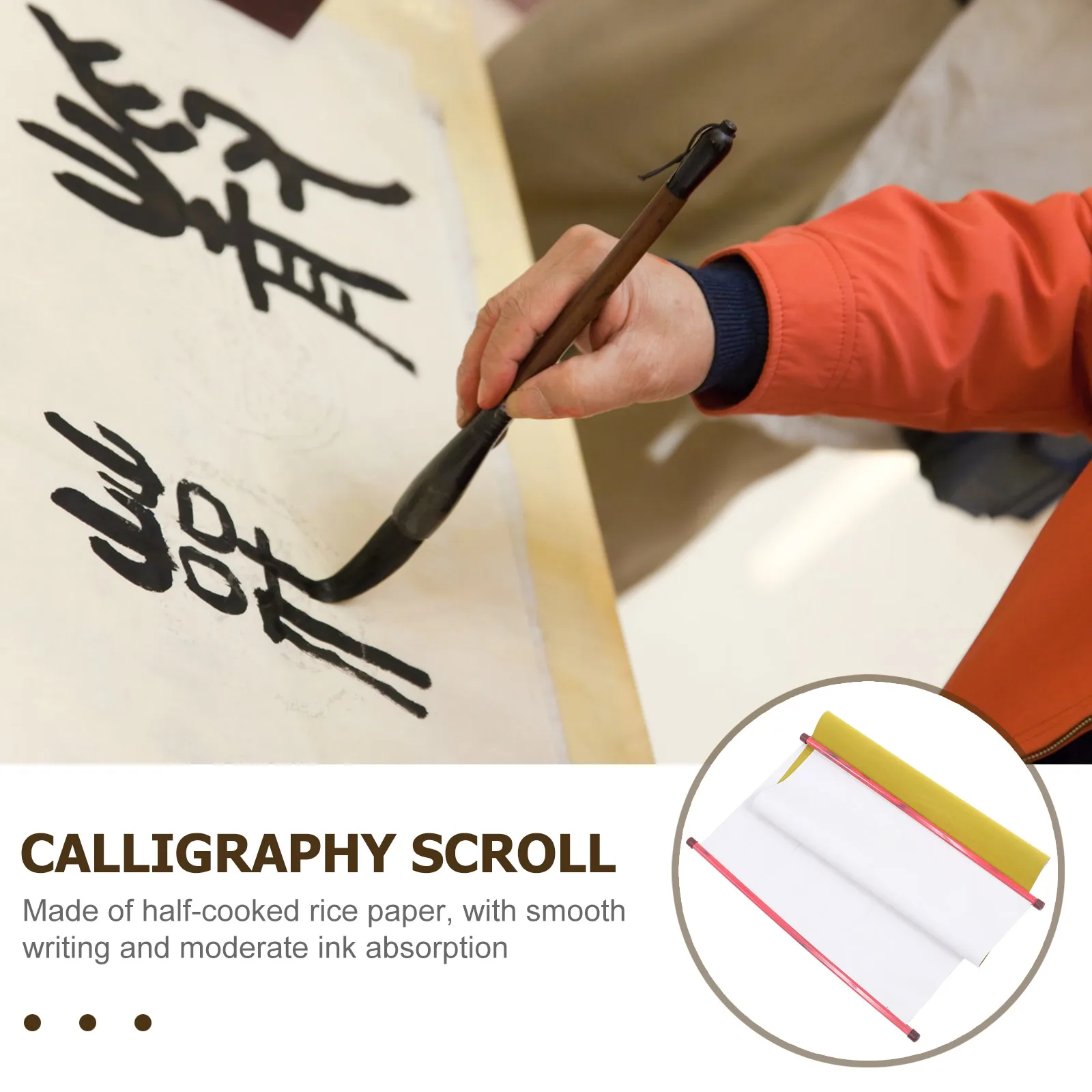 

2pcs Practice Scroll Calligraphy Felt Mat Chinese Water Writing Cloth Belt Reusable Paper for Brush Painting Ink Sumi Writing