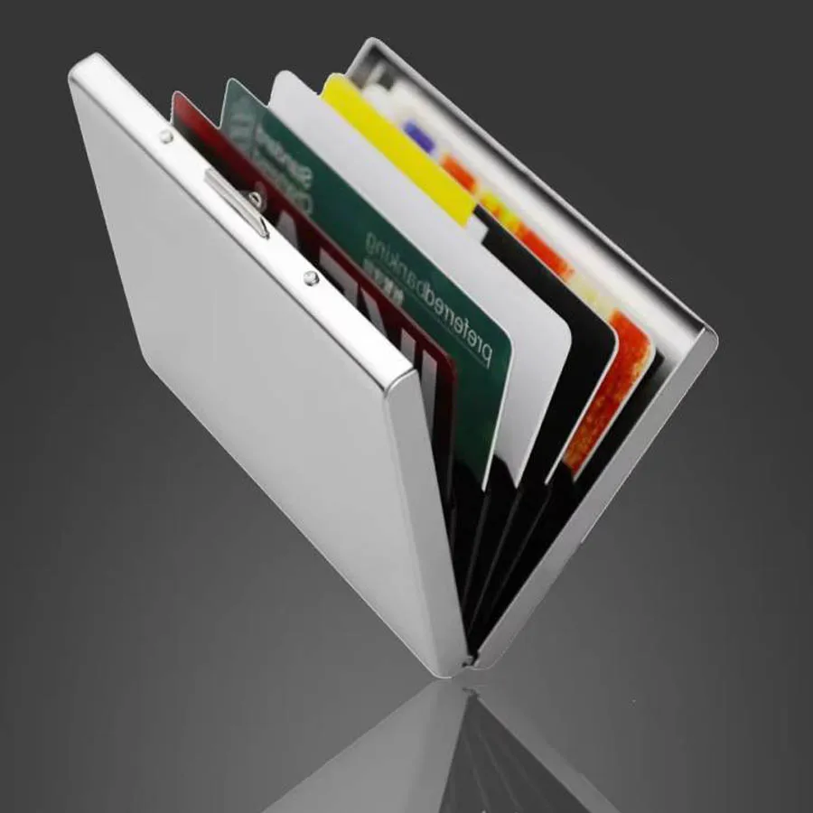 Men's Aluminum Metal Business Card Storage Box, Office Portable Business Card Holder for Enterprises