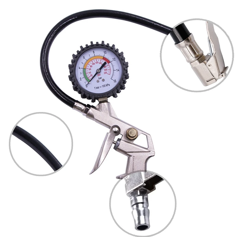 100 PSI Air Tyre Car Line Inflator Gauge Gun Pump Pressure Compressor Tester Van Tire Pressure Monitor For Automotive Tires Test