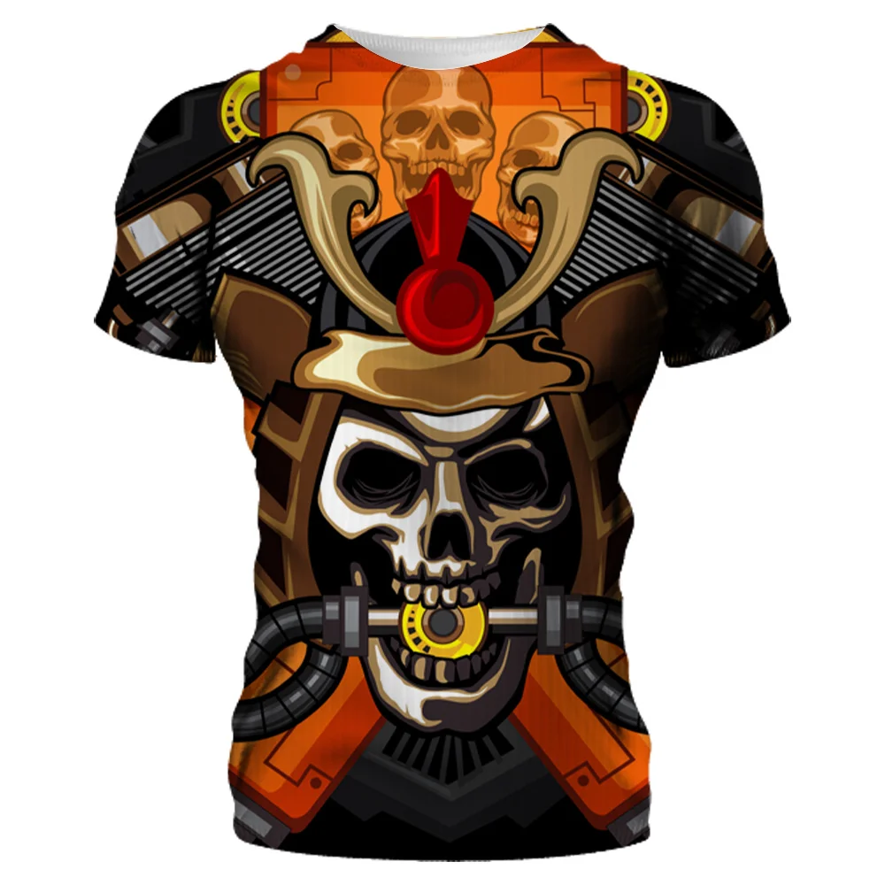 Summer Fashion Cool Samurai Mask graphic t shirts Men Personality harajuku streetwear 3D Printed O-neck quick-drying t-shirt