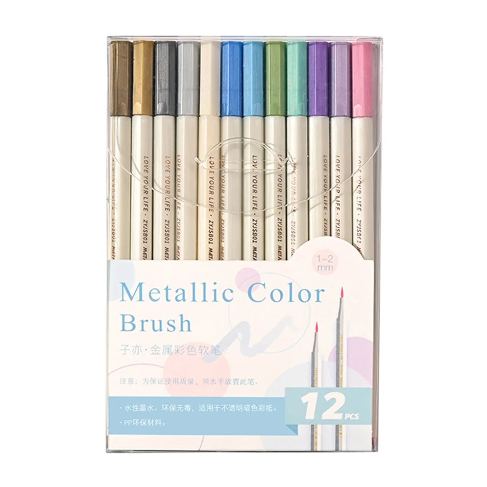

12Pcs Paint Markers Metallic Pens Colorful Scrapbooking Card Marking Drawing Craft Supplies Markers Metallic Pens