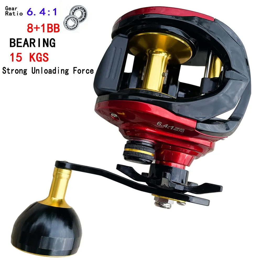 

New Baitcasting Reel FA500H Deep Spool High Speed 6.4:1 Gear Ratio Fresh Saltwater Magnetic Brake System Ultralight Fishing