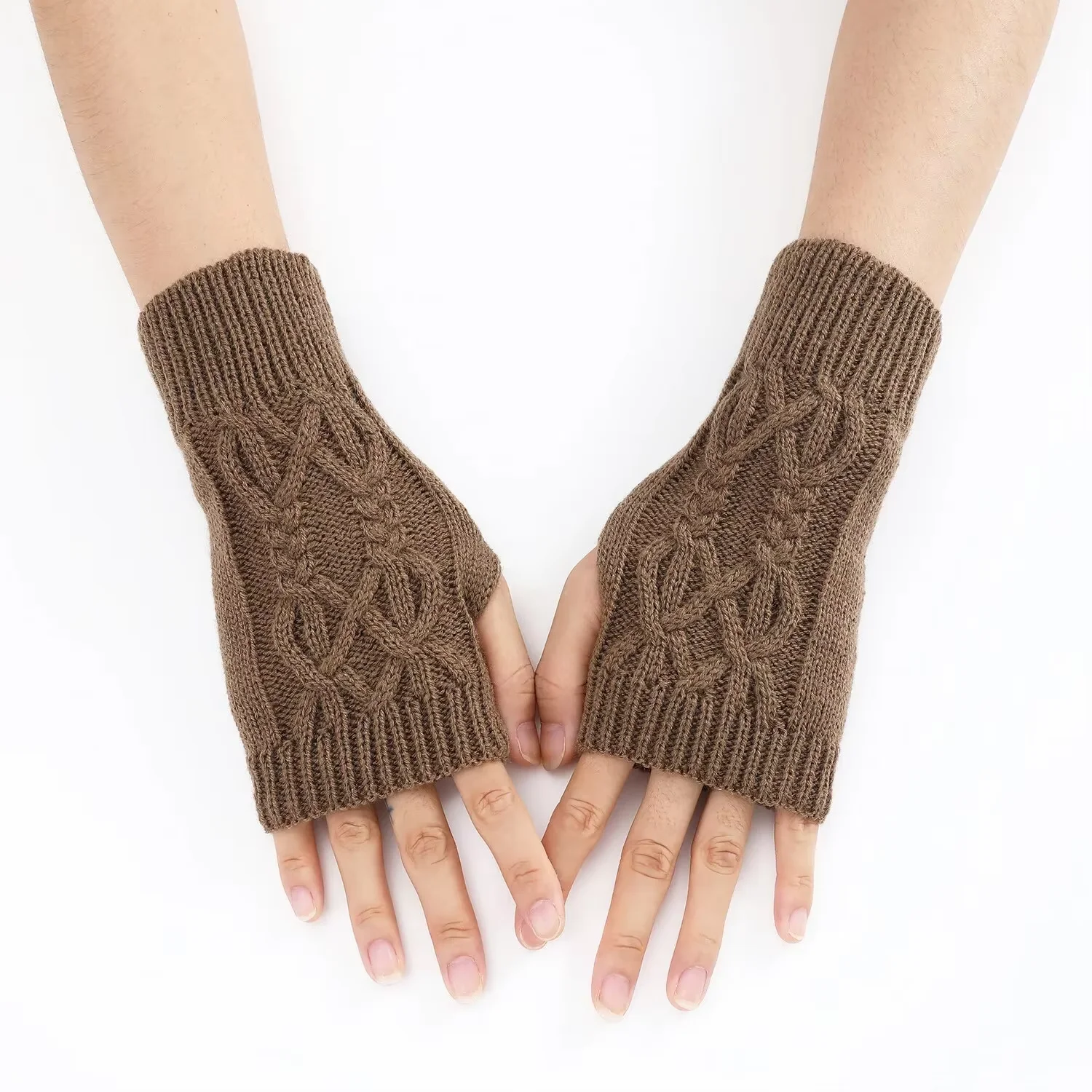 Half Finger Gloves for Women Winter Soft Warm Wool Knitting Arm Gloves Soft Warm Half Finger Handschoenen Unisex Mitten Guantes