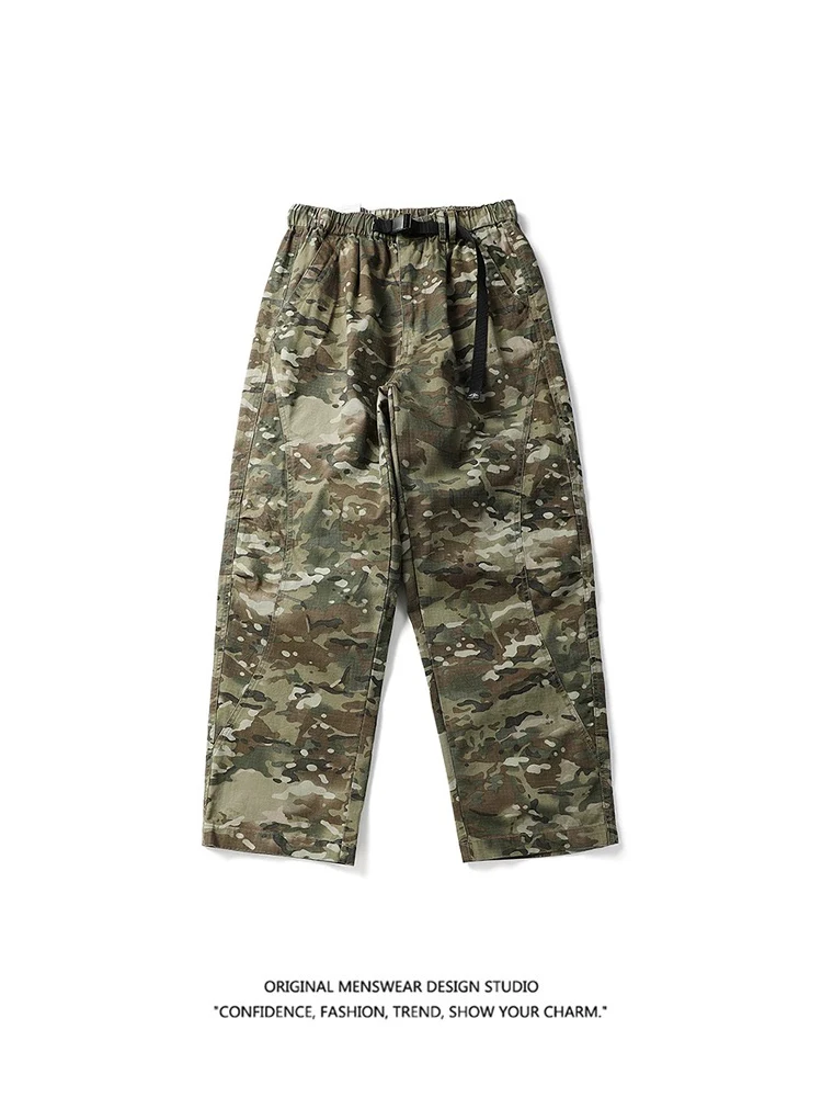 

Мужские камуфляжные рабочие брюки в американском ретро-стиле, свободные, широкие, из чистого хлопка, прямые, повседневные, весенняя новинка
