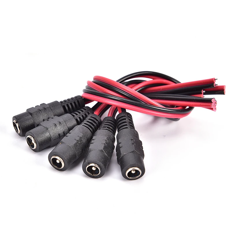 Male Female Jack Cable Adapter Plug Power Supply 5.5*2.1mm 12V DC Connectors Set for LED Strip Light CCTV Camera B1