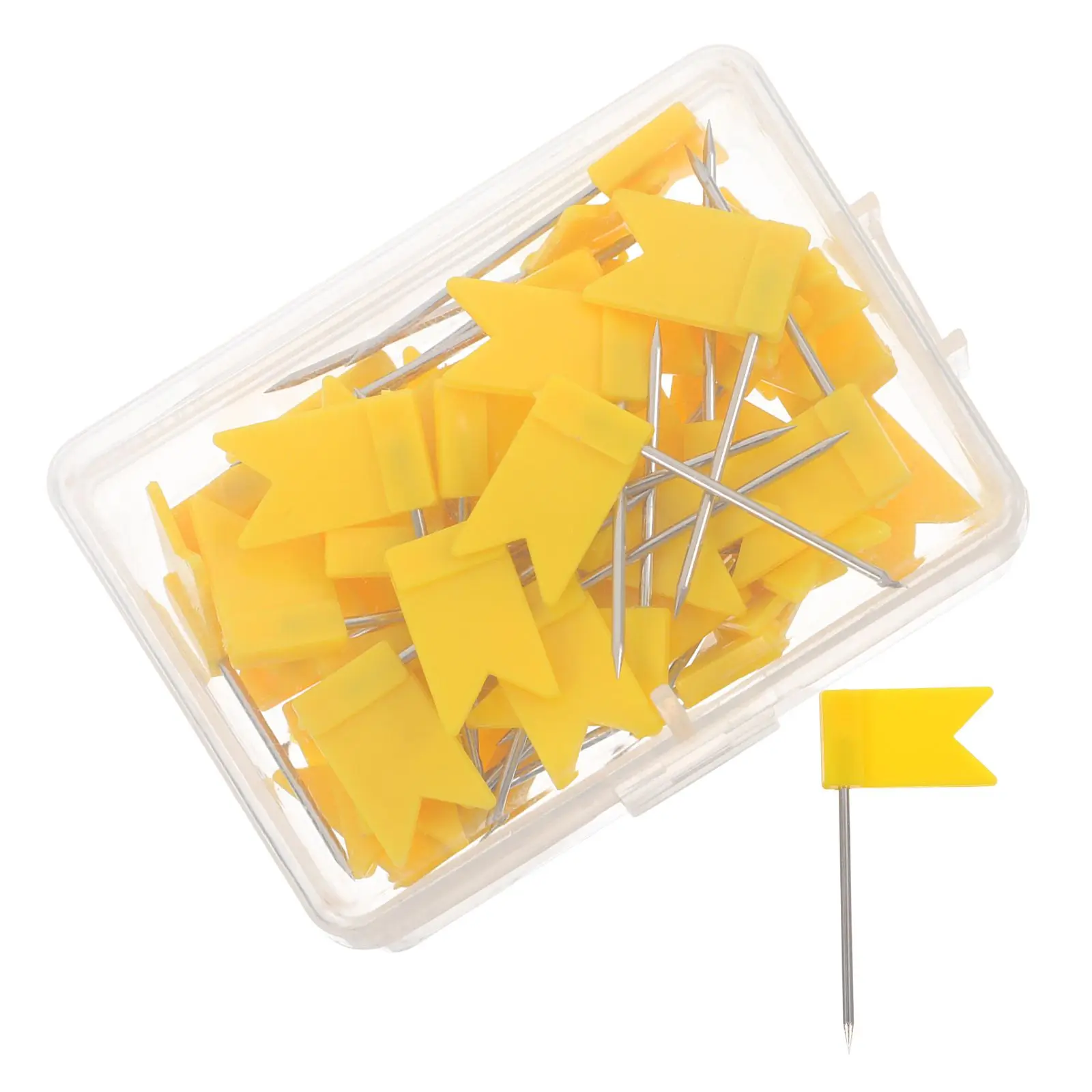 

50 Pcs Map Flag Needle Pushpin Thumb Pins Stationery Marking Heavy Duty Tacks Yellow Travel