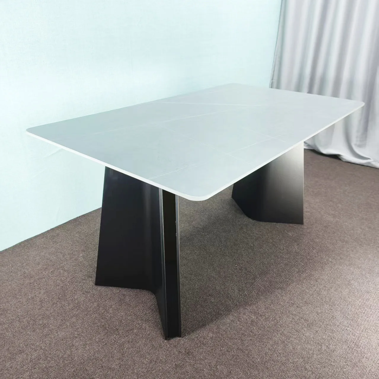 Slate Dining Table Stainless Steel Black Titanium Dining Table Simple  Rack Square Fast Food  Base Hotel Restaurant Ho