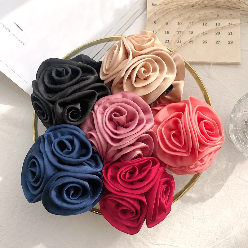 New Rose Hair Claws Hairpin Sweet Barrette Flower Hair Clip Headband Women Headwear Bow Girls Ponytail Holder Hair Accessories