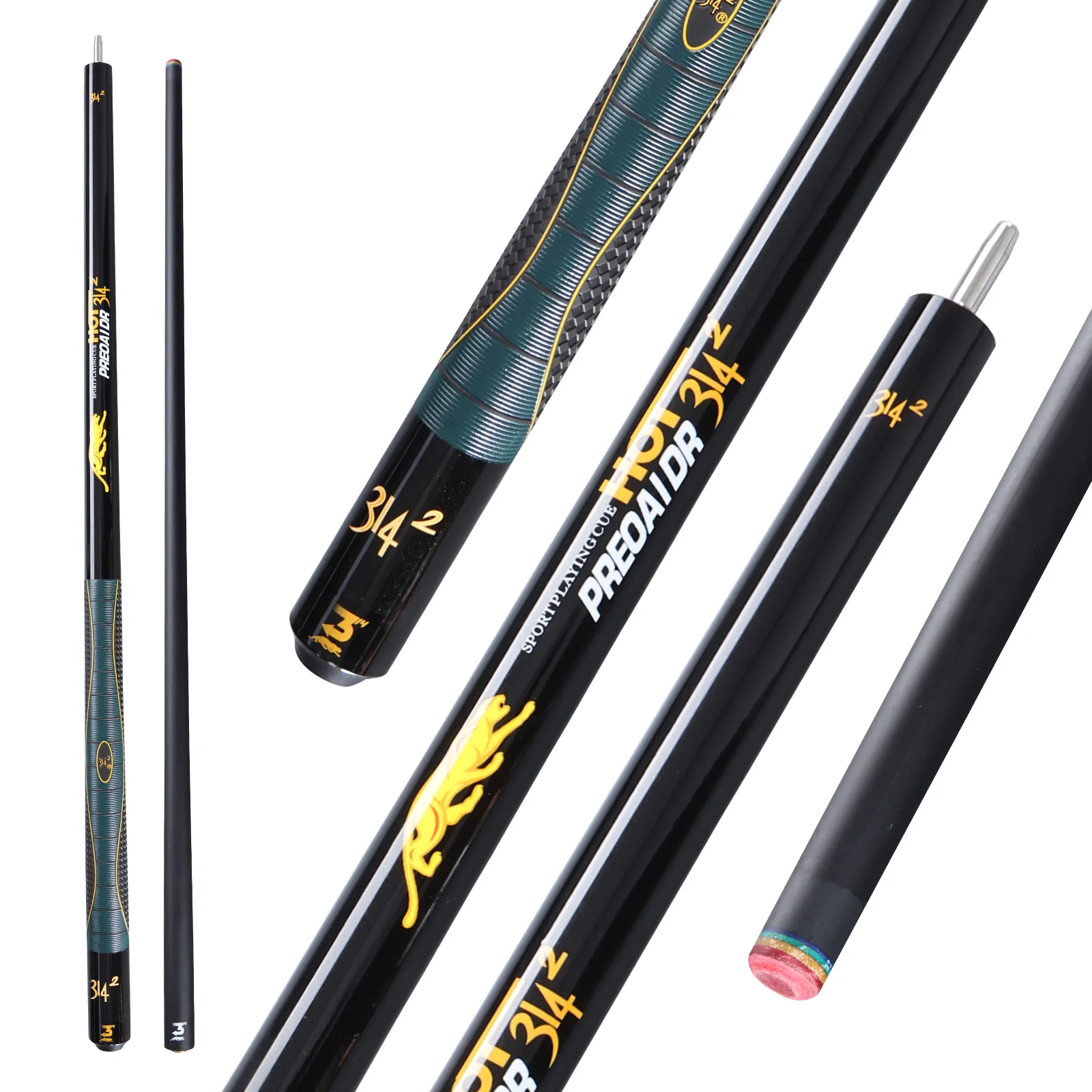 PREOAIDR 314 Series Pool Cue Stick 12.5mm, Low Deflection Pool Stick with Solid Wood Butt, Professional Cue Stick with Elephant Ear Pattern Leather Grip