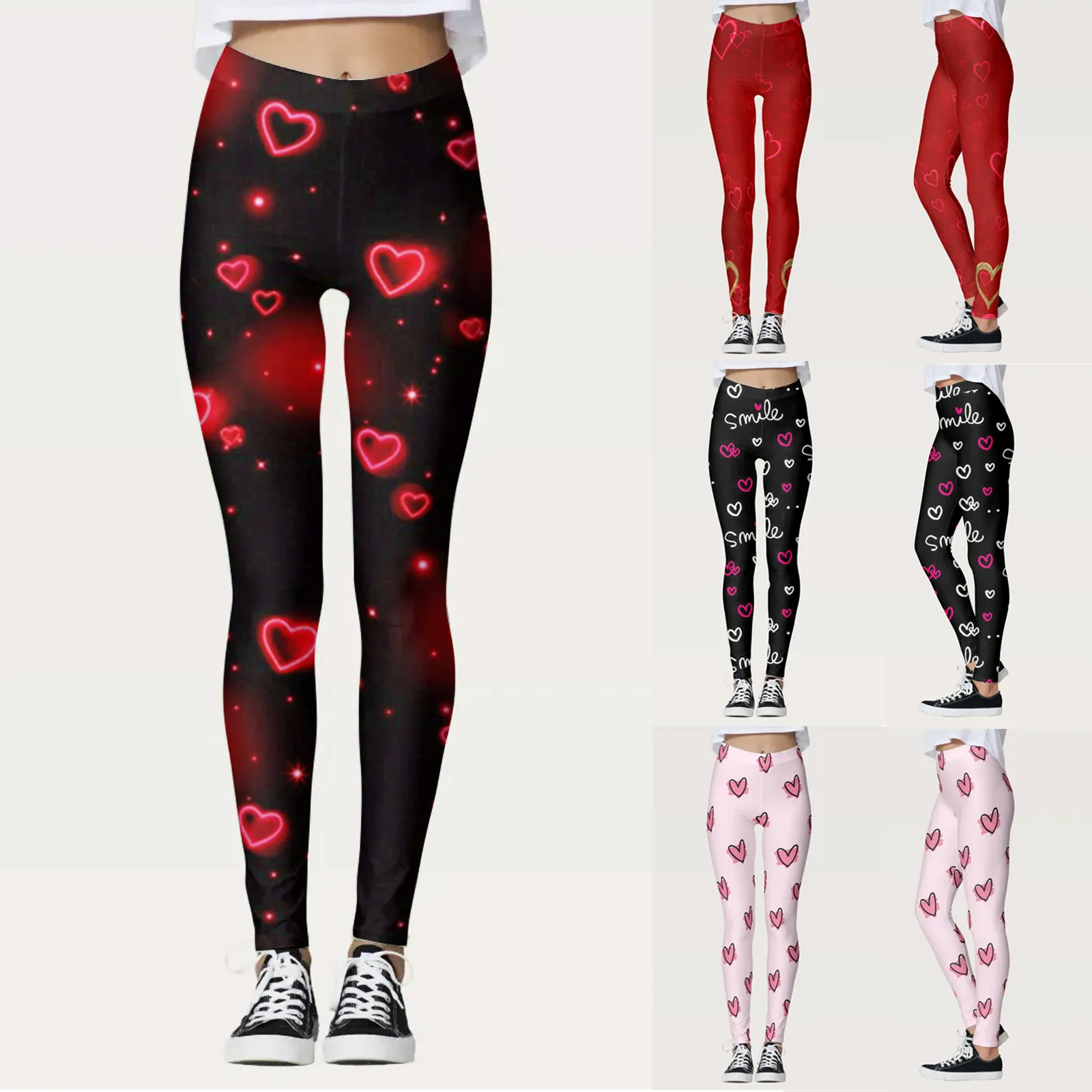 Valentine's Day Leggings Women Bubble Butt Push Up Fitness Love Printed Pants Leggings Running Seamless Skinny Leggings Tights