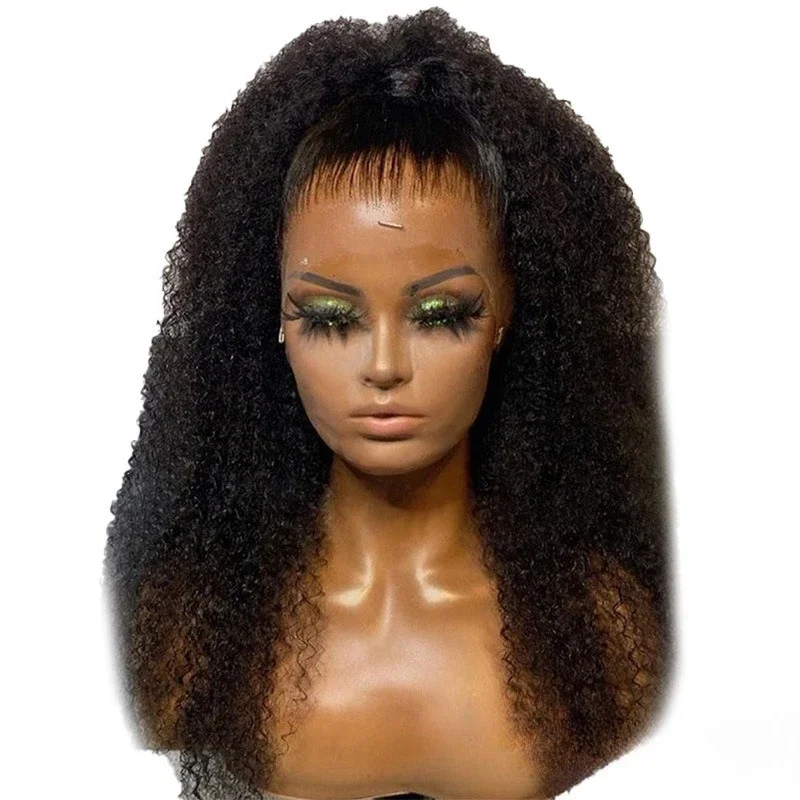 

Front Lace Small Roll Wig Cover, Black African Ladies Long Curly Hair, Wrap Lace Wig Headgear
