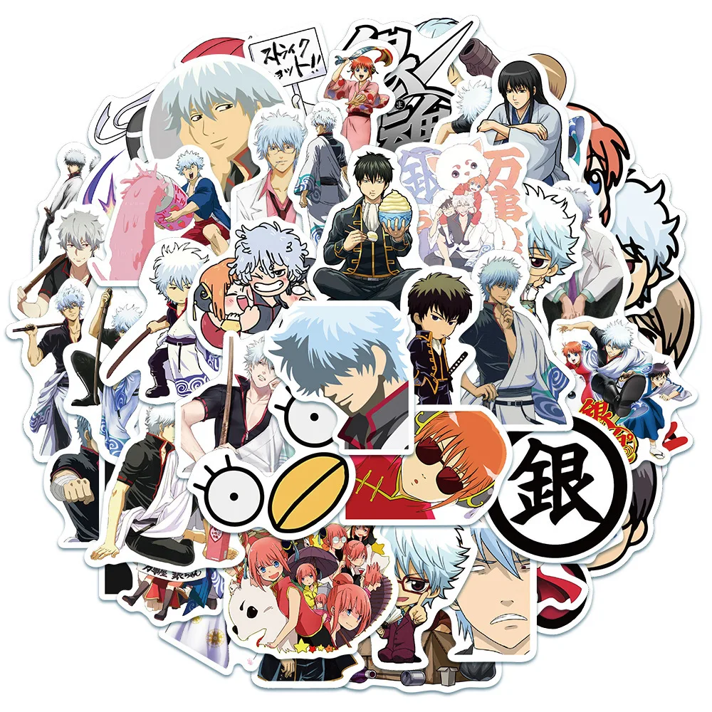 Gintama-装飾用ステッカー,ヘルメット,デスクトップ,ウォールステッカー,販売,50個