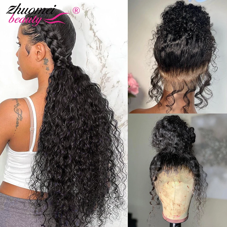 

360 Water Wave Lace Front Wig Human Hair Pre Plucked Brazilian Wig 360 Full Lace Wig Human Hair Deep Curly HD Lace Front Wigs