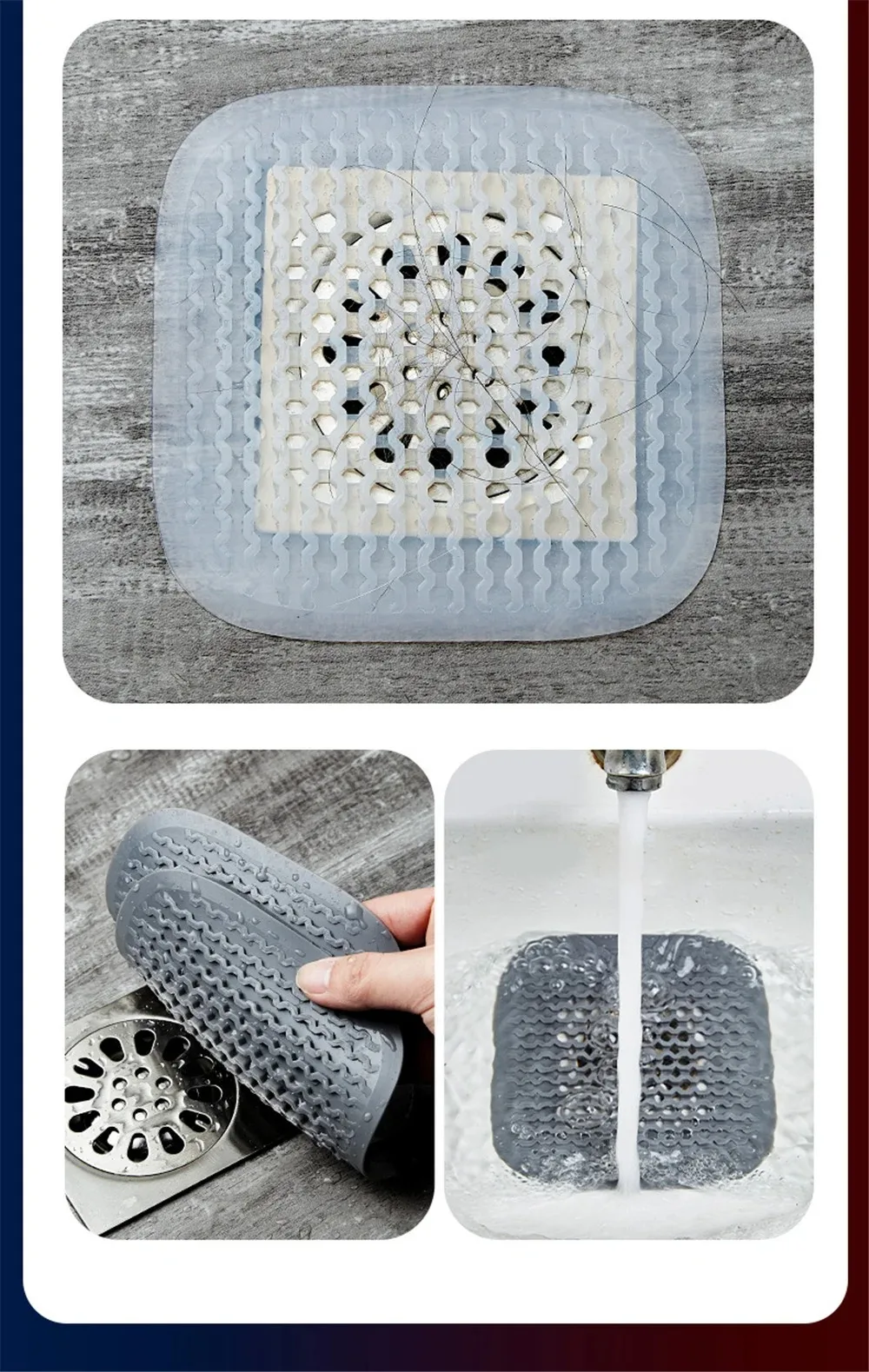 kkjoy Anti-Verstopfungs-Abflussfilter, flexibler Silikon-Haarfänger für Dusche, Badewanne, Bodenablauf, täglicher Gebrauch – Detail 7