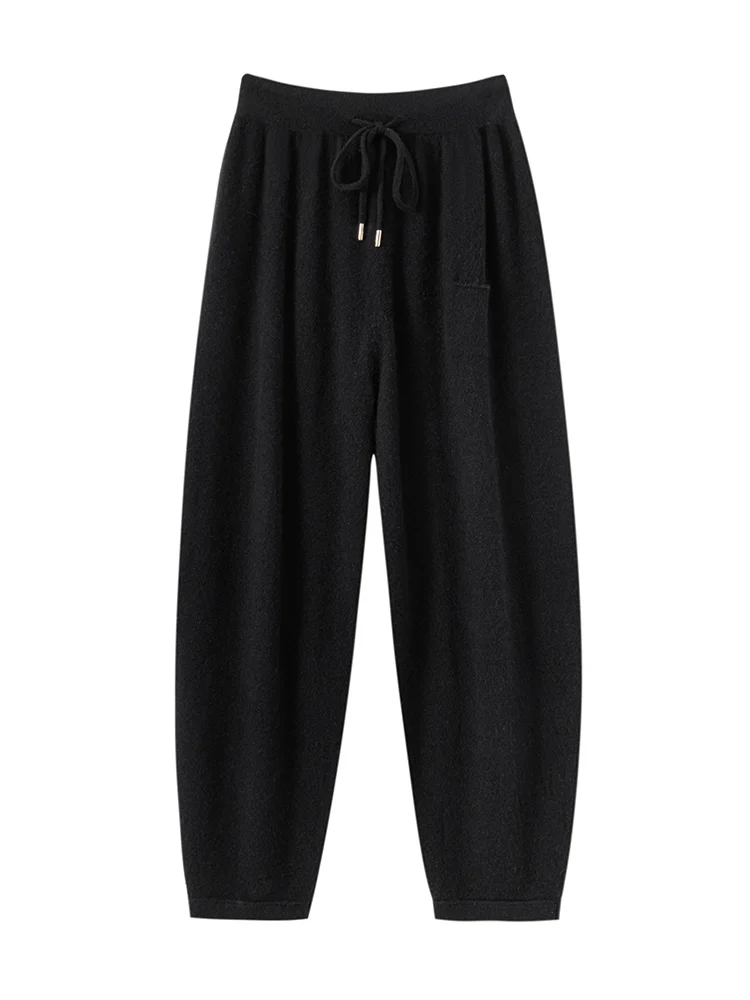 أنيقة الدانتيل متابعة الصلبة محبوك السراويل الخريف الشتاء المرأة مربوط كولوتيس الدافئة لينة 100% الكشمير السراويل الراحة غير رسمية #3