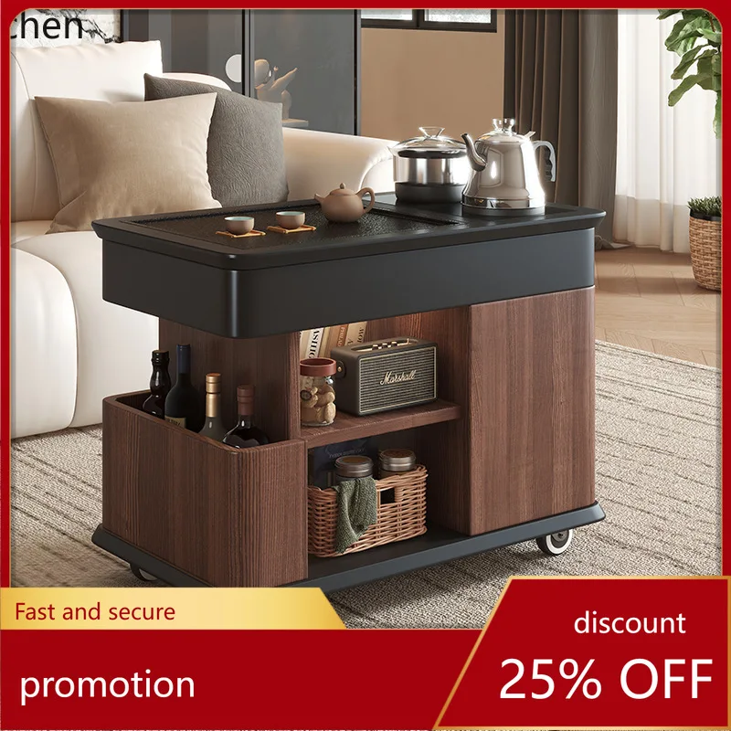 HXL Movable Side Table Living Room Tea Table Kettle Tea Brewing Integrated Side Cabinet