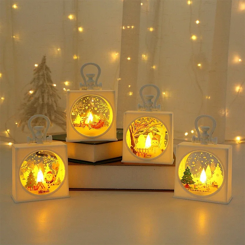 LED Christmas Decoration Night Light Hand held Small Oil Lamp Desktop Display Children's Gift Party Decor