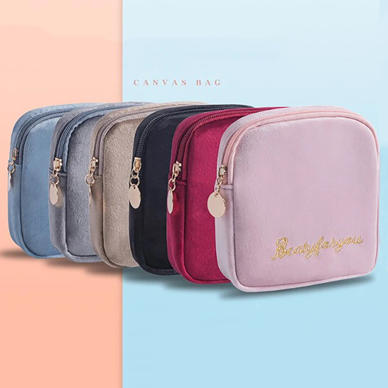 Diaper Sanitary Napkin Storage Bag Canvas Pad Makeup Bag Coin Purse Jewelry Organizer Credit Card Pouch Case Tampon Packaging