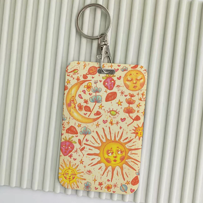 Sun and Moon Keychains Holders Bank Bus ID Credit Cards Key Ring Chains