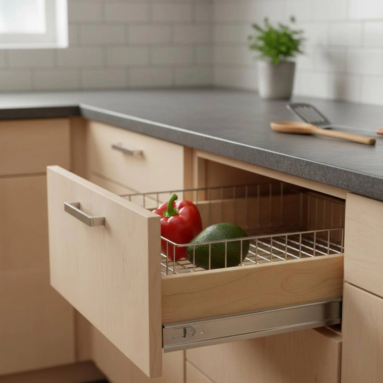 2 Pieces Cabinet Basket Track Effortless Glide Bottom Mount Drawer Slide Full Extension Drawer Slide Heavy Duty Hardware