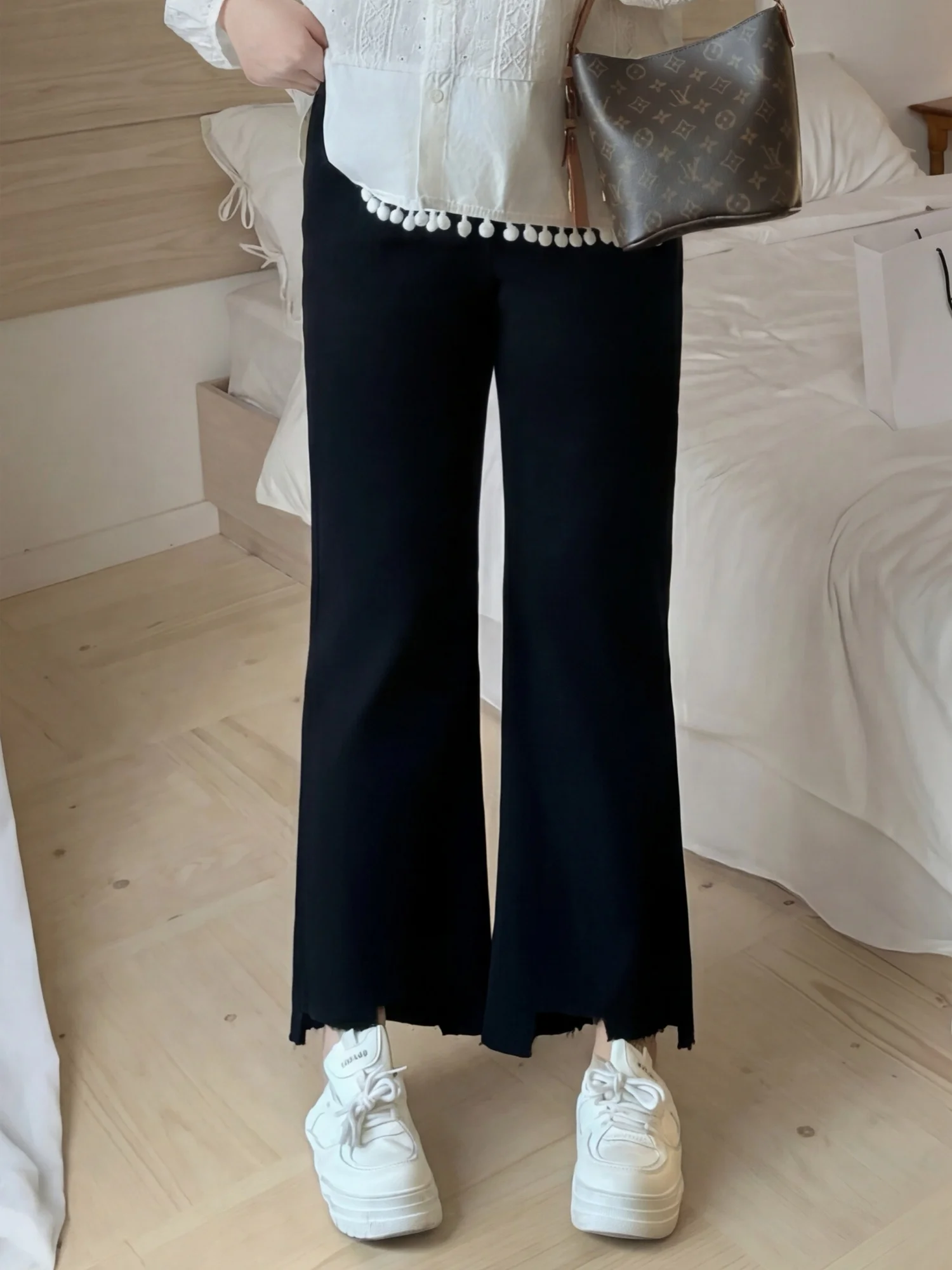 

High Waist Straight Leg Jeans plus Size Women's Spring Fashion Slimming Nine-Piece Drapey Versatile Wide Leg Pants