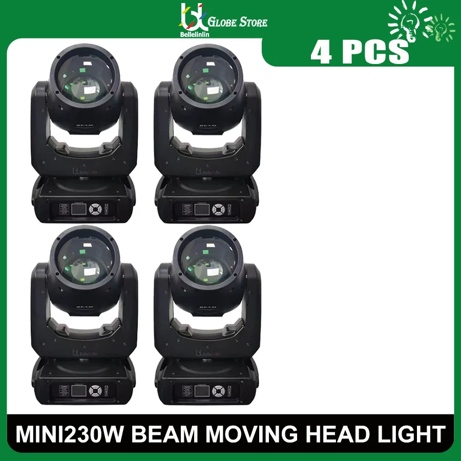 

0 Tax 4Pcs MINI 230W Sharpy Lyre Beam 230W 7R Moving Head Light Professional Stage Beam Lighting For Show Disco Dj Club Light