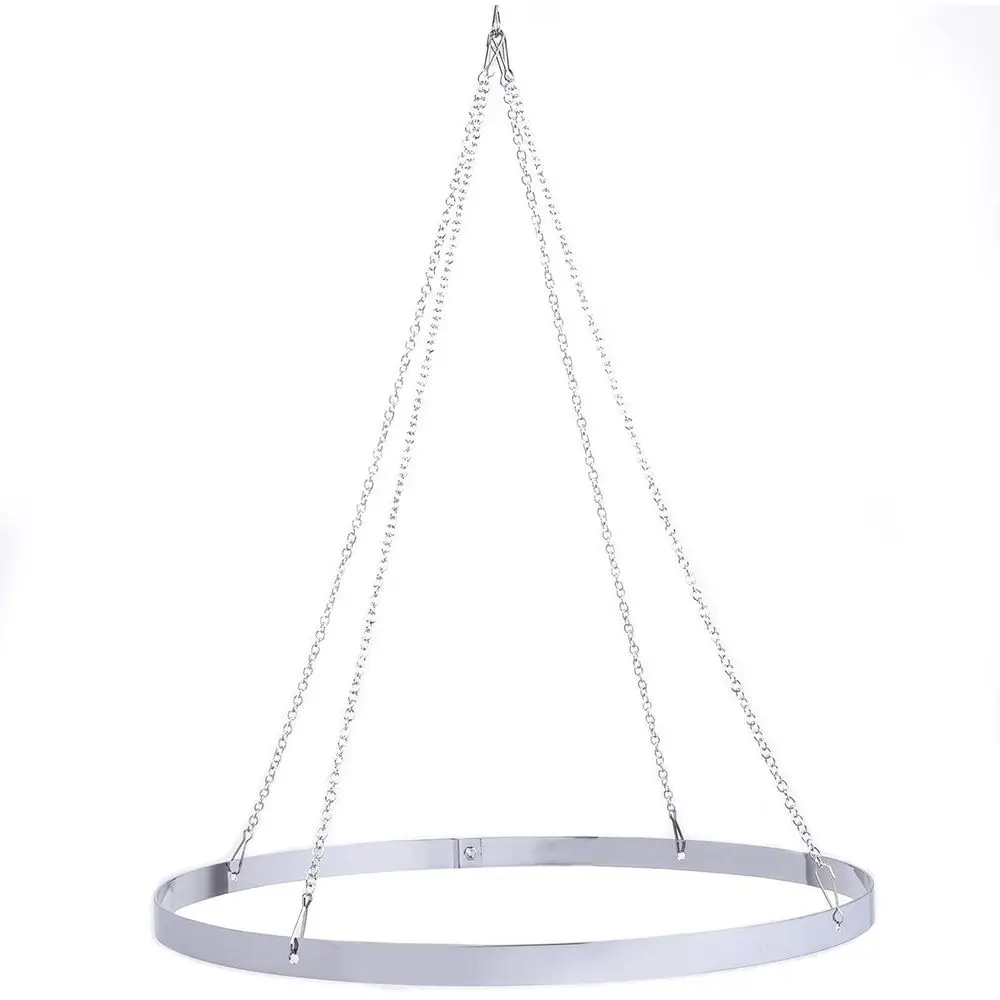

20-Inch Ceiling Draping Hoop Kit – Silver Metal e Hardware or 4 Hanging Panels Wedding Party Retion Decorations