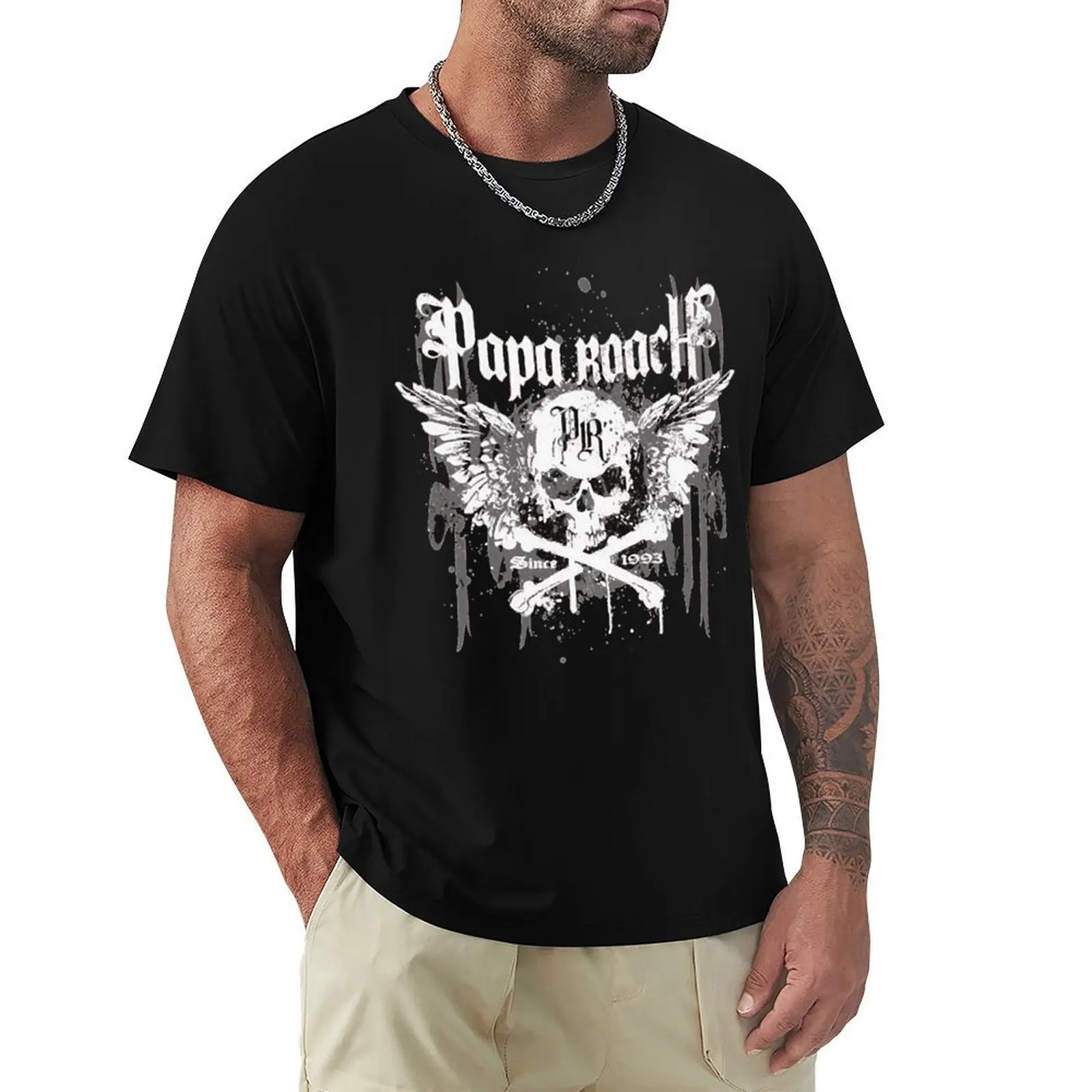 Papa roach band papa T-Shirt Basic Solid Tee for Daily Use