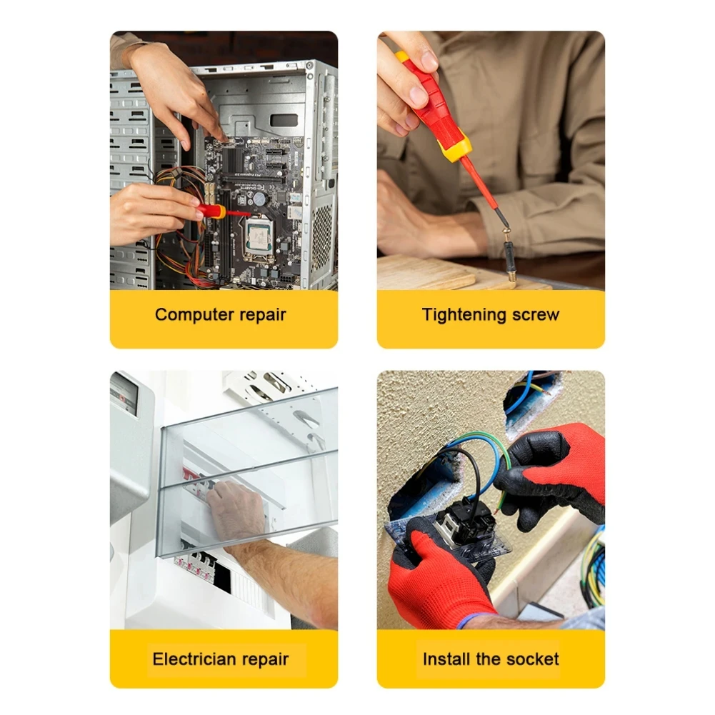 DELI Isolierter Schraubendreher für Haushaltsschaltung, isolierter, isolierter Strom, Elektriker, Kreuzplatten-Schraubendreher, Kantenwerkzeug-Set – Detail 6