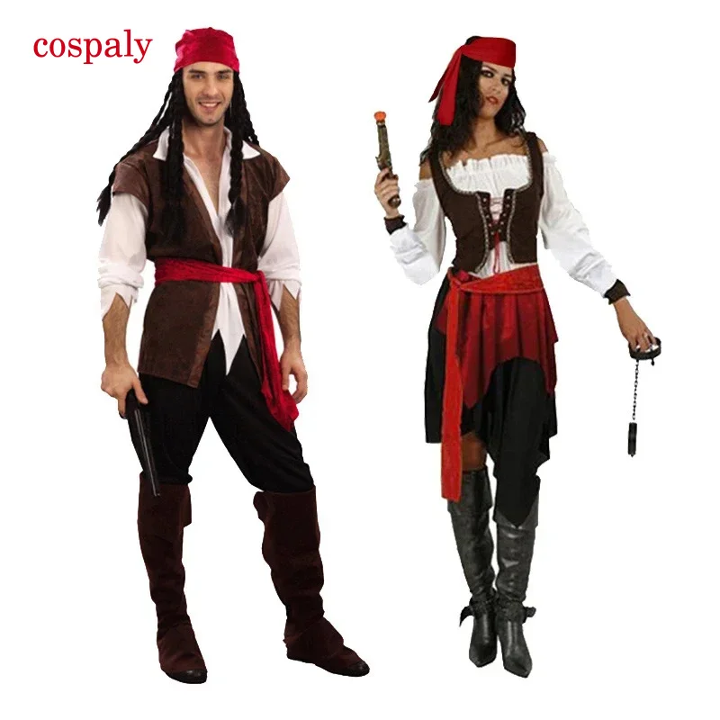 Captain Jack Sparrow Costume Adult Men Women Pirate Pirates Of The Caribbean Cosplay Female Male Female Carnival Halloween Sexy