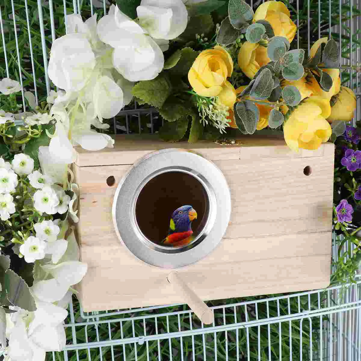 Bird House Birdhouse with Reinforced Joints Outdoor Aviary Window Nesting Holder Birdcage