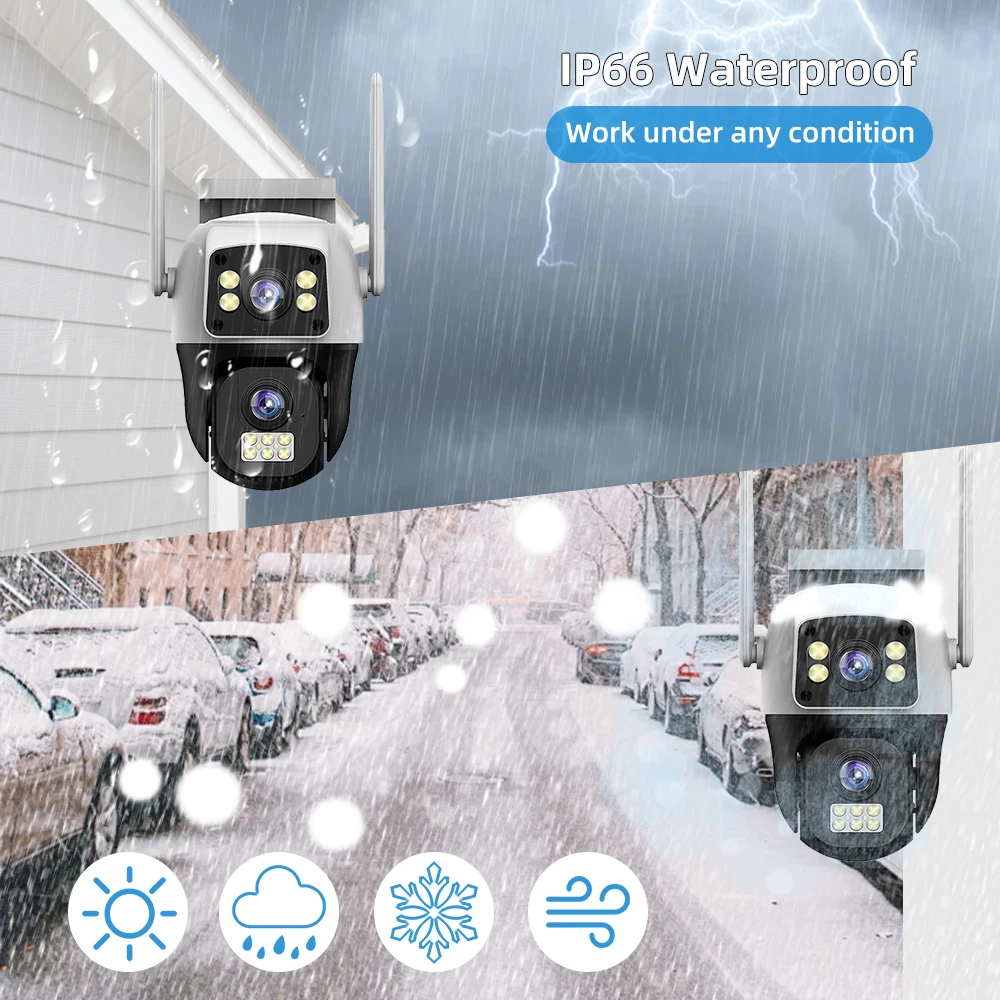 V380 PRO 8MP Dual Lens Camera 4K Outdoor WIFI 4G IP Surveillance Camera Built-in Battery Human Detection CCTV