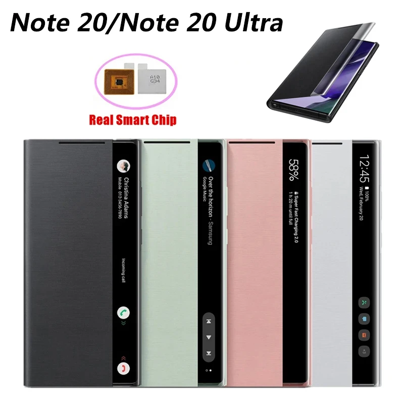 Smart Chip Flip Leather Case For Samsung Galaxy Note 20 Ultra/Note 20 Flip-Free Answering Window View Protective Phone Case