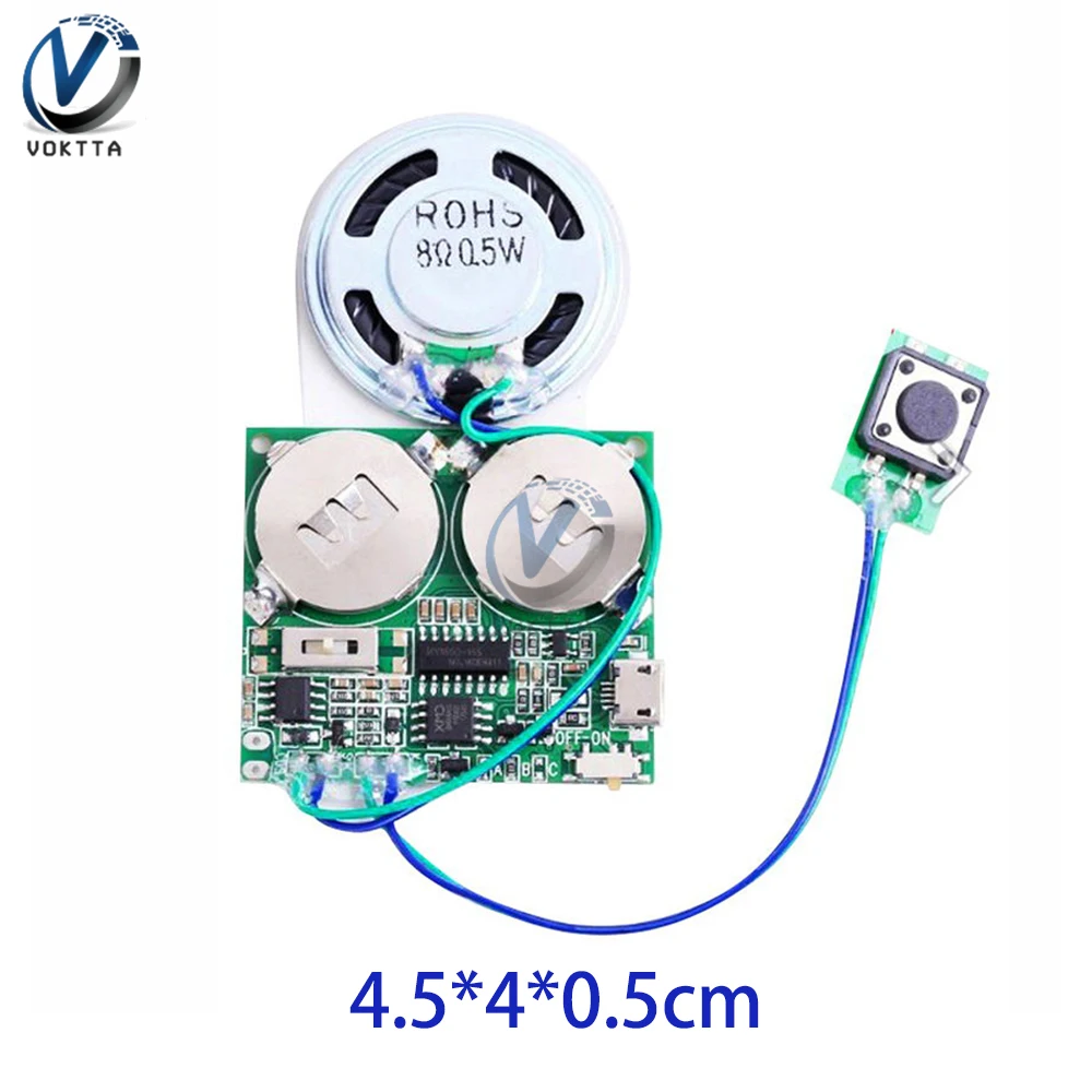 DIY Recordable Sound Module 8M MP3 WAV Button Control Music Voice Player Programmable Board with Speaker for Greeting Card Gift