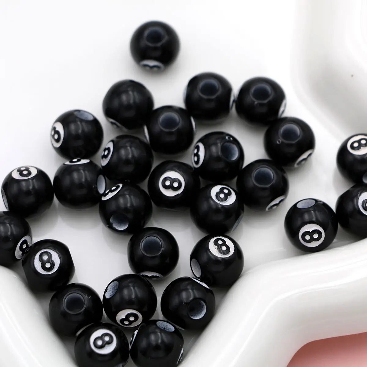 30pcs Billiard Design Beads Black Loose Beads for Jewelry Making DIY Handmade Bracelet Earrings Key Chain Accessories - AliExpress 36 - Image 5