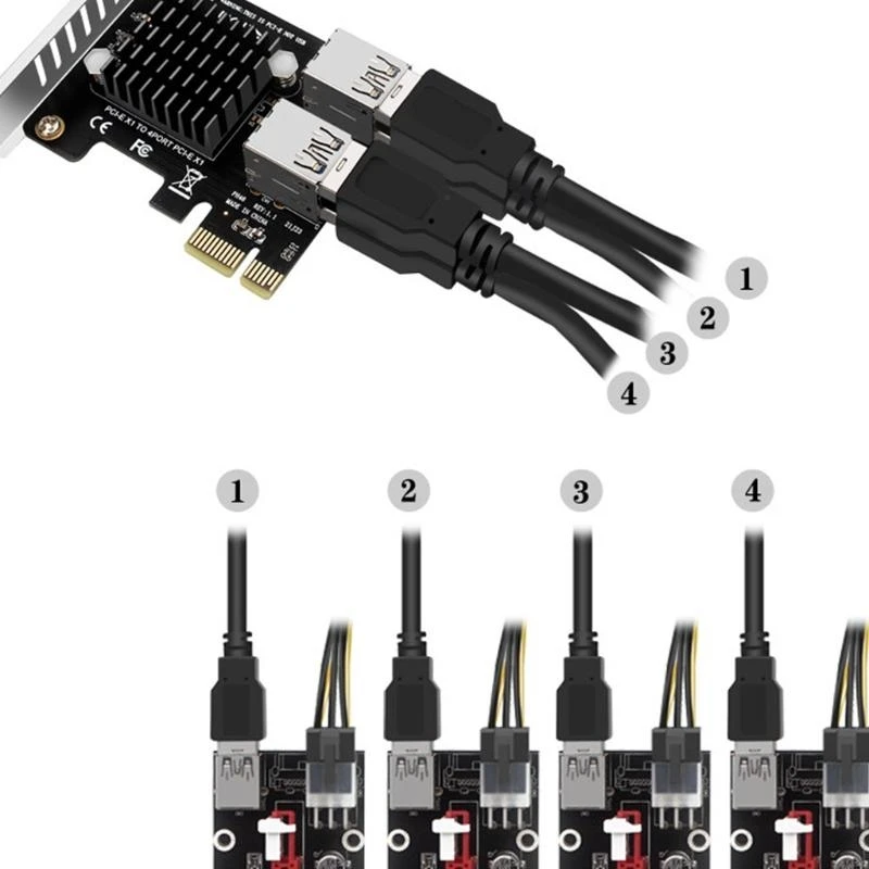 LX0B Graphics PCI-E 1X to 1X Adapter Board Extension Card PCI-E 1 to 4 Adapter Card