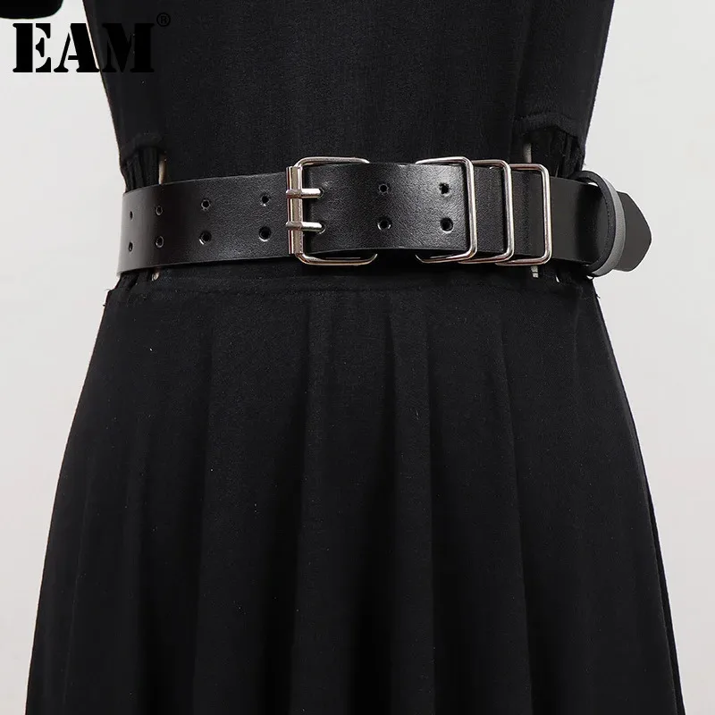 EAM-Ceinture en cuir PU pour femme, métal noir, JOLong, vintage, personnalité, nouvelle mode, marée, tout match, printemps, automne, 1DHteuse 25, 2024